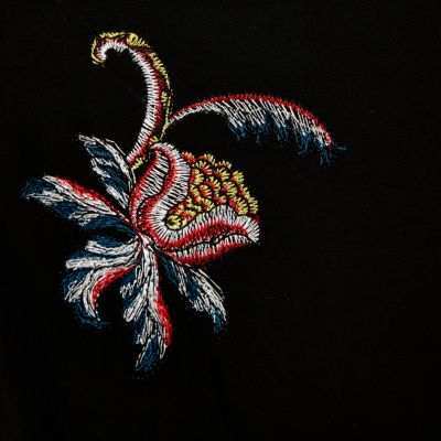 Girls black embroidered back bomber jacket